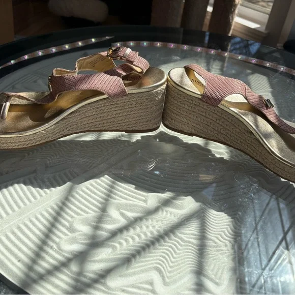 Michael Kors Laney Thong Espadrille Pink Brown Wedge Sandals 8 - Picture 5 of 5